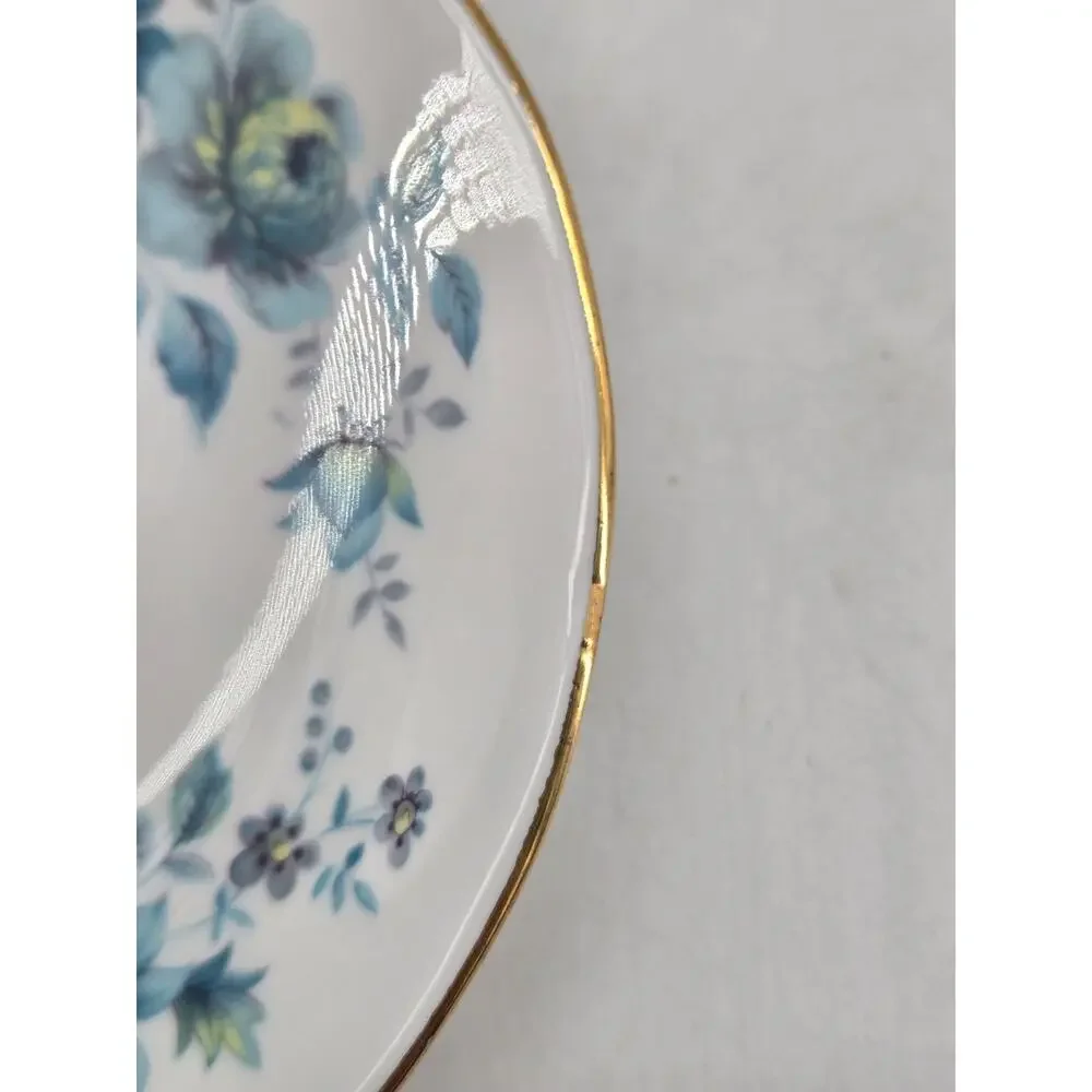 Mid Century 60s Blue Flowers Queen Anne Fine Bone China Tea Cup and Saucer